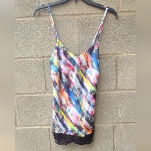 Y2K multi-colored abstract sexy silk tank top